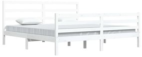 Estrutura de cama 200x200 cm madeira de pinho maciça branco