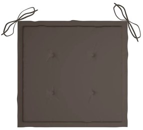 Cadeiras de jardim c/ almofadões cinza-acast. 6 pcs teca maciça