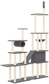 Árvore p/ gatos c/ postes arranhadores sisal 279cm cinza-escuro