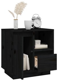 Mesa de cabeceira 50x34x50 cm madeira de pinho maciça preto