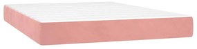 Cama box spring c/ colchão/LED 140x190 cm veludo rosa