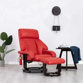 vidaXL Cadeira massagens reclinável TV couro artificial vermelho