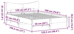 Cama sem colchão 120x190 cm madeira pinho maciça castanho-mel