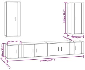 Conjunto móveis de TV 6 pcs madeira processada branco