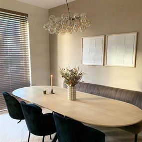 Candeeiro de suspensão design preto com vidro âmbar 8 luzes - Uvas