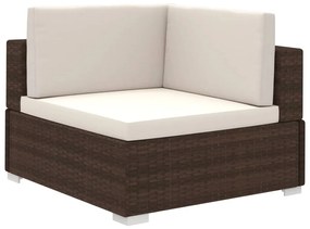 12 pcs conjunto lounge jardim c/ almofadões vime PE castanho