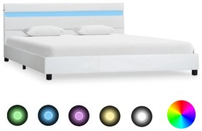 vidaXL Estrutura de cama c/ LED 120x200 cm couro artificial branco