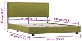 Estrutura para cama sem colchão 135x190 cm tecido verde