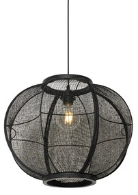 Candeeiro suspenso oriental preto tecido 48 cm - Rob Oriental