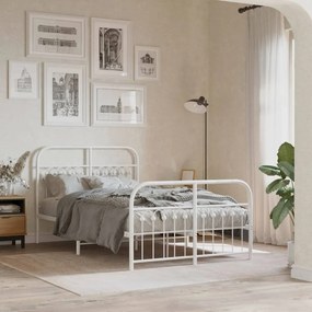 vidaXL Estrutura de cama com cabeceira e pés 120x190 cm metal branco