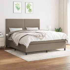vidaXL Cama com molas/colchão 160x200 cm tecido castanho-acinzentado