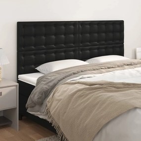 Cabeceira de cama 4 pcs couro artificial 90x5x78/88 cm preto