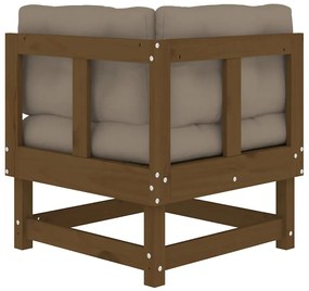 Sofás de canto com almofadões 2 pcs pinho maciço castanho-mel