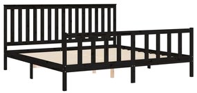 Estrutura de cama com cabeceira 200x200 cm pinho maciço preto