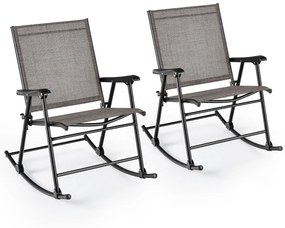 Conjunto de 2 cadeiras de baloiço dobráveis Jardim com assento em tecido e estrutura metálica para pátio, jardim, terraço e piscina 82 x 64 x 91 cm Ca