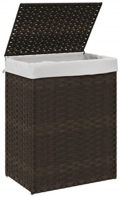 Cesto p/ roupa suja c/ tampa 46x33x60cm vime PE castanho-escuro