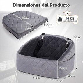 Transportadora de cães  no Carro, 50 x 46 x 30 cm, Convertível em Cama, Cinzento