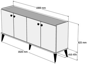 Console Lidya – Walnut – 182 cm x 82,5 cm x 41 cm