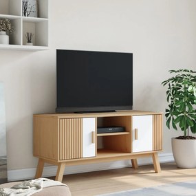 Móvel de TV OLDEN 114x43x57cm pinho maciço branco e castanho