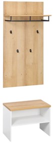 HOMCOM Móvel Cabide de Entrada Incluí 1 Prateleira Suspensa 4 Ganchos e Banco para Sapatos 60x28x120 cm e 60x35x45 cm Madeira | Aosom Portugal