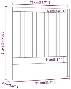 Cabeceira de cama 81x4x100 cm pinho maciço cinzento