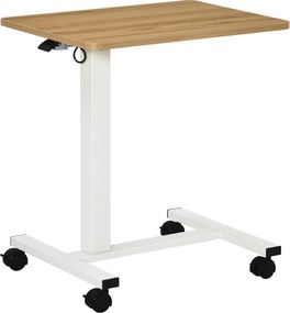 HOMCOM Mesa para trabalhar em pé Regulável em altura incl. 4 rodízios Forma C 65 cm x 48 cm x 70-110 cm Natural + Branco | Aosom Portugal