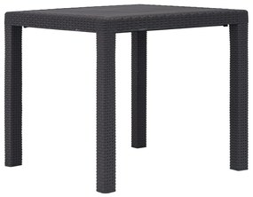 vidaXL Mesa de jardim 79x79x72 cm plástico castanho com aspeto de vime