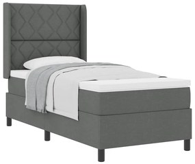 Cama Box com Colchão Cinza Escuro, 90x200 cm, Tecido