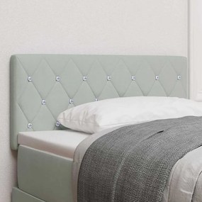 vidaXL Cabeceira com botões de cristal, estofada em veludo cinza claro, 90 cm