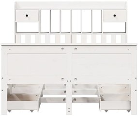 Cama com estante sem colchão 160x200 cm pinho maciço branco