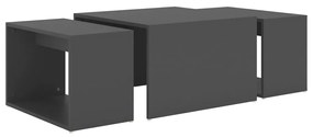 3pcs conjunto mesas centro 60x60x38 cm madeira processada cinza