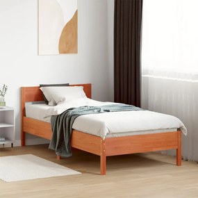 Cama sem colchão 100x200 cm pinho maciço castanho-mel