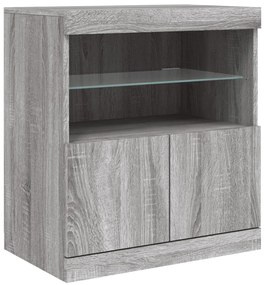 Aparador com luzes LED 181,5x37x67 cm cinzento sonoma