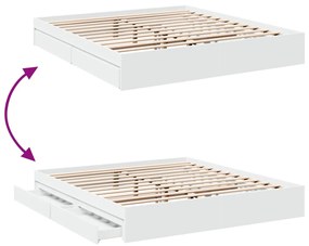 Estrutura de cama c/ gavetas 180x200cm derivados madeira branco