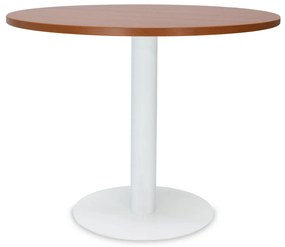 Mesa de Reunião Redonda 1200x750 mm – Tampo Cerejeira em Melamina, Estrutura Branco