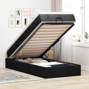vidaXL Estrutura de cama otomana com colchão preto 80x200cm tecido