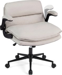 Cadeira de Escritório para se Sentar de Pernas Cruzadas, 78 x 69 x 83-91 cm, Apoios de Braços Rebatíveis, Bege