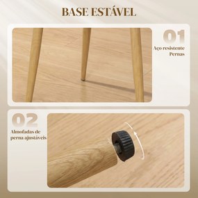 Conjunto de 2 Cadeiras de Cozinha (MESA NÃO INCLUIDA) com Encosto em PU Pernas de Aço e Assento Almofadado 47,5x57x84 cm Castanho e Bege