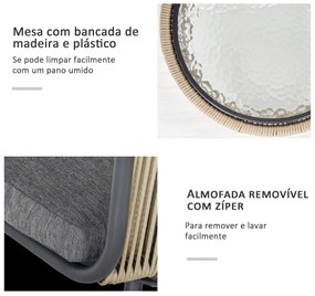 Conjunto de Móveis de Vime Conjunto de Móveis para Jardim 3 Peças Mesa