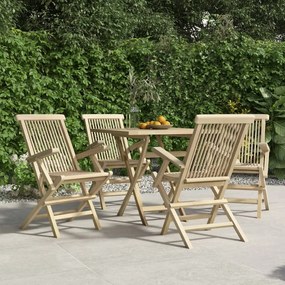 Cadeiras de jardim dobráveis 4 pcs 56x61x89cm teca maciça cinza