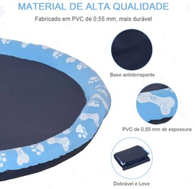 Tapete Aquático para Animais de Estimação com Pulverizador de Água Piscina Portátil para Cães Ø170 cm Azul