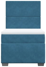 Cama boxspring com colchão 90x190 cm veludo azul