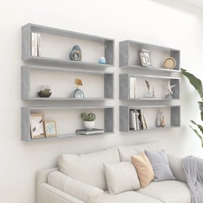vidaXL Estantes parede cúbicas 6pcs contrap. 100x15x30cm cinza cimento