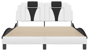 Estrutura cama c/ luzes LED 120x200cm couro artif. branco/preto