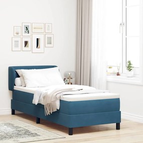 vidaXL Cama Box com colchĂŁo Azul escuro 80 x 200 cm Veludo