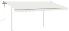 Toldo retrátil manual com luzes LED 4,5x3,5 m cor creme