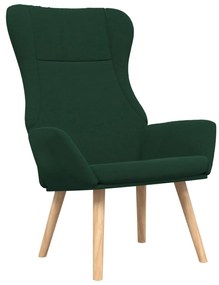 Cadeira de descanso com banco p/ pés tecido verde-escuro