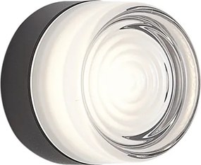 Candeeiro de parede de design preto com vidro opalino IP44 - Michele