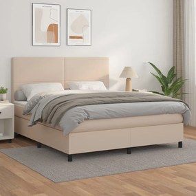 vidaXL Cama com molas/colchão 160x200 cm couro artificial cappuccino