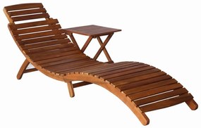 Espreguiçadeira com mesa madeira de acácia maciça castanho